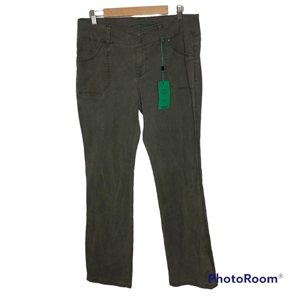 NWT Worn Womens Mikki Rise Pants Size‎ 16/33 Boot Cut Mid Rise Olive Green - Picture 1 of 8